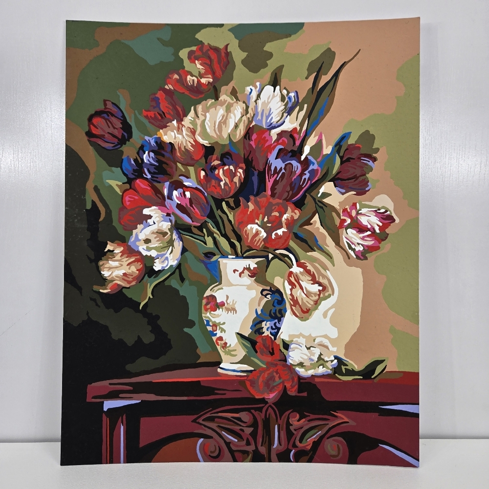 Tulips On Parade Finished Acrylic Painting Paint By Number 16x20 Still Life